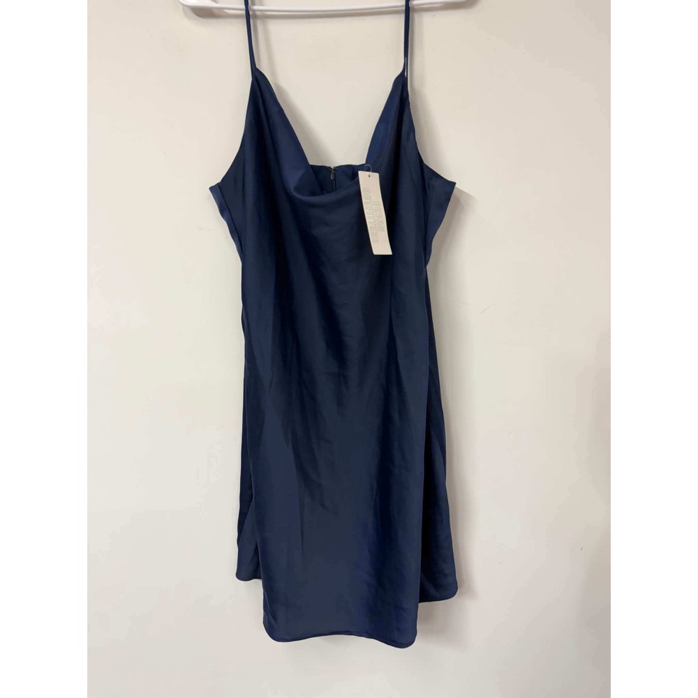 Urban Outfitters Navy Blue Satin Cowl Neck Mini Slip Dress XXL OB912132‎ NWT